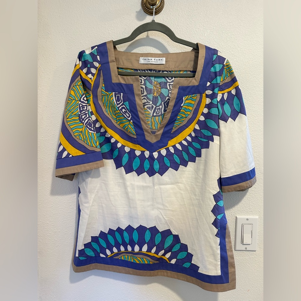 Trina Turk Multicolor Tribal Print Blouse